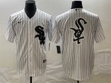 Men's Chicago White Sox White Team Big Logo Cool Base Stitched JerseyS Cheap