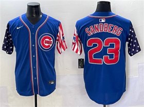 Men\'s Chicago Cubs #23 Ryne Sandberg Royal 2025 Independence Day Vapor Premier Limited Stitched Baseball Jersey