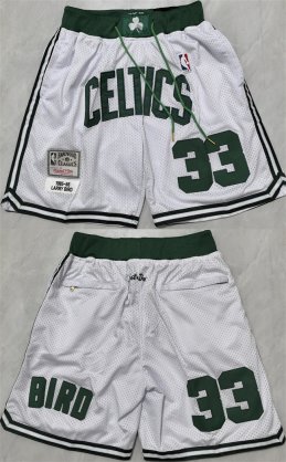 Men\'s Boston Celtics #33 Larry Bird White Shorts (Run Small)