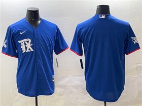 Men\'s Texas Rangers Blank Royal City Connect Stitched Baseball Jersey Cheap