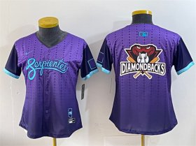 Women\'s Arizona Diamondbacks Team Big Logo Purple 2025 City Connect Limited Stitched Baseball Jersey(Run Small) Cheap