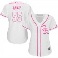 Wholesale Cheap Rockies #55 Jon Gray White/Pink Fashion Women's Stitched MLB Jersey