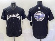 Men's Kansas City Royals Team Big Logo Black 'Gothic Crown Edition' Vapor Premier Limited Stitched Baseball Jersey