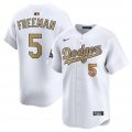 Men's Los Angeles Dodgers #5 Freddie Freeman White 2025 Gold Collection Limited Stitched Baseball Jersey Cheap