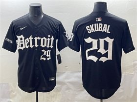 Men\'s Detroit Tigers #29 Tarik Skubal Black \'Motor Gothic Edition\' Vapor Premier Limited Stitched Baseball Jersey Cheap