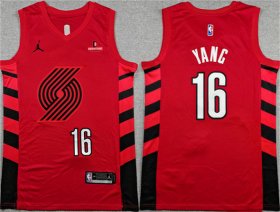 Cheap Men\'s Portland Trail Blazers #16 Yang Hansen Red Statement Edition Stitched Basketball Jersey