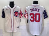 Cheap Men's Chicago Cubs #30 Kyle Tucker White 2025 Independence Day Vapor Premier Limited Stitched Baseball Jersey