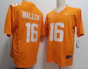 Cheap Men\'s Tennessee Volunteers #16 Morgan Wallen Yellow FUSE College Stitched Jersey