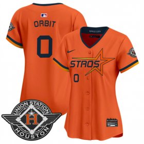 Women\'s Houston Astros #0 Orbit Orange 2025 City Connect Limited Stitched Baseball Jersey(Run Small) Cheap