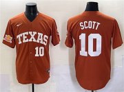 Cheap Men's Texas Longhorns #10 Mia Scott Orange 2025 Softball National Champions & SEC Patch Stitched Jersey