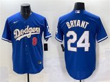 Cheap Men's Los Angeles Dodgers Front #8 Back #24 Kobe Bryant Blue Gold Cool Base Stitched Baseball Jersey