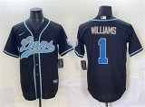 Men's Detroit Lions #1 Jameson Williams Black Stitched Baseball Jersey Cheap Wholesale