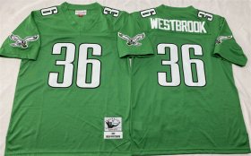 Men\'s Philadelphia Eagles #36 Brian Westbrook Kelly Green Throwback Stitched Football Jersey