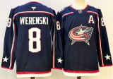 Cheap Men's Columbus Blue Jackets #8 Zach Werenski Navy With A Patch Stitched Hockey Jersey