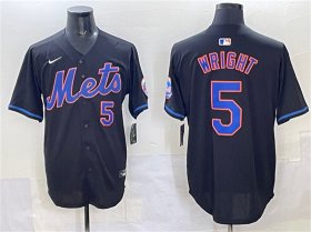 Men\'s New York Mets #5 David Wright Black Limited Stitched Baseball Jersey Cheap Wholesale