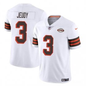 Cheap Men\'s Cleveland Browns #3 Jerry Jeudy White 1946 Collection Vapor Limited Football Stitched Jersey