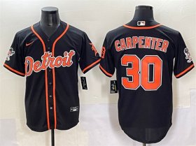 Men\'s Detroit Tigers #30 Kerry Carpenter Black With Patch Cool Base Stitched Baseball Jersey