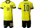 Wholesale Cheap Sweden 10 FORSBERG Home UEFA Euro 2020 Soccer Jersey
