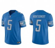 Cheap Men's Detroit Lions #5 David Montgomery Blue 2023 F.U.S.E. Vapor Untouchable Limited Stitched Jersey