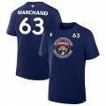 Men's Florida Panthers #63 Brad Marchand Navy 2025 Stanley Cup Final Pro Name & Number T-Shirt Cheap
