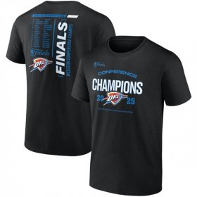 Men\'s Oklahoma City Thunder Black 2025 Western Conference Champions Roster Buzzer Beater T-Shirt Cheap