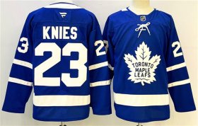 Cheap Men\'s Toronto Maple Leafs #23 Matthew Knies Blue 2024-25 Stitched Hockey Jersey