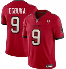 Men\'s Tampa Bay Buccaneers #9 Emeka Egbuka Red 2025 Draft 50th Anniversary Patch Vapor Untouchable Limited Football Stitched Jersey