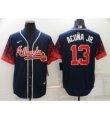 Wholesale Cheap Men's Atlanta Braves #13 Ronald Acuna Jr. 2021 City Connect Navy Cool Base Stitched Baseball Jersey