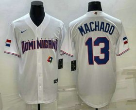 Cheap Men\'s Dominican Republic Baseball #13 Manny Machado 2023 White World Baseball Classic Stitched Jersey