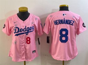 Youth Los Angeles Dodgers #8 Enrique Hernandez Pink 2025 Tokyo Series Limited Stitched Baseball Jersey Cheap