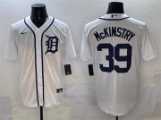 Men's Detroit Tigers #39 Zach McKinstry White Cool Base Stitched Baseball Jersey