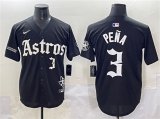 Men's Houston Astros #3 Jeremy Pena Black Gothic 'Houston Born Barrio Raised' Limited Stitched Baseball Jersey Cheap