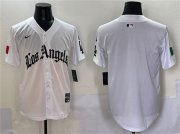 Cheap Men's Los Angeles Dodgers Blank White Mexico 2025 LA Gothic Style With Fernando Patch Vapor Premier Limited Stitched Baseball Jersey