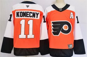 Cheap Men\'s Philadelphia Flyers #11 Travis Konecny Orange 2024 Stitched Jersey