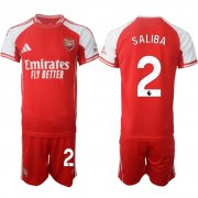 Men's Arsenal F.C #2 William Saliba Red 2025 Home Soccer Jersey Suit Cheap