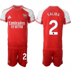 Men\'s Arsenal F.C #2 William Saliba Red 2025 Home Soccer Jersey Suit Cheap