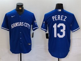 Men\'s Kansas City Royals #13 Salvador Perez Royal Cool Base Stitched Jersey