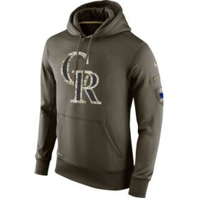 Wholesale Cheap Men\'s Colorado Rockies Nike Olive Salute To Service KO Performance Hoodie