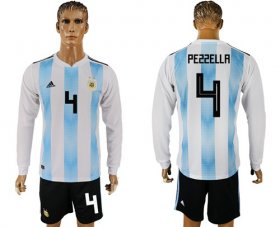 Wholesale Cheap Argentina #4 Pezzella Home Long Sleeves Soccer Country Jersey