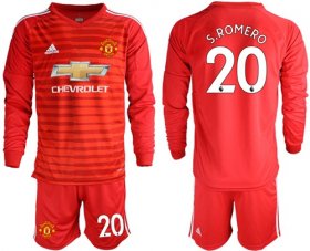 Wholesale Cheap Manchester United #20 S.Romero Red Goalkeeper Long Sleeves Soccer Club Jersey