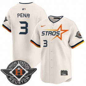 Men\'s Houston Astros #3 Jeremy Pena Cream 2025 City Connect Limited Stitched Baseball Jersey Cheap