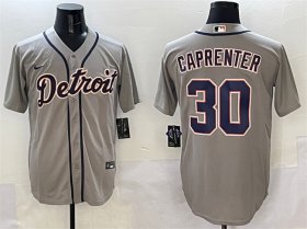 Cheap Men\'s Detroit Tigers #30 Kerry Carpenter Grey Cool Base Stitched Baseball Jersey