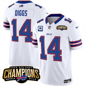 Cheap Men\'s Buffalo Bills #14 Stefon Diggs White 2023 F.U.S.E. AFC East Champions With 3-star C Ptach Football Stitched Jersey