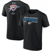 Men's Oklahoma City Thunder Black 2025 Western Conference Champions Basketball T-Shirt Cheap