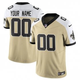 Men\'s New Orleans Saints Active Player Custom Gold White Alternate 2025 F.U.S.E. Vapor Limited Football Stitched Jersey Cheap Wholesale