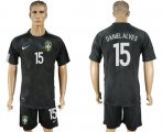 Wholesale Cheap Brazil #15 Daniel Alves Black Soccer Country Jersey