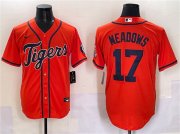 Cheap Men's Detroit Tigers #17 Parker Meadows Orange With Patch Cool Base Stitched Baseball Jersey