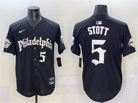 Men\'s Philadelphia Phillies #5 Bryson Stott Black Gothic Vapor Limited Stitched Jersey