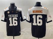 Men's Texas Longhorns #16 Peyton Manning Black F.U.S.E. 2025 CFP Final With SEC Patch Stitched Jersey Cheap Wholesale