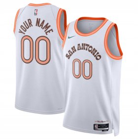 Men\'s San Antonio Spurs Active Player Custom White 2023-24 City Edition Stitched Basketball Jersey